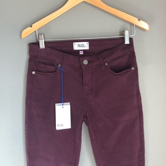PAIGE Denim - Paige- Verdugo Ankle Skinny Jeans in Burgundy Sz28